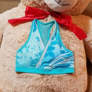 Lululemon turquois bra mesh racer back cross front